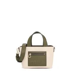 Capazo pequeño beige y caqui Nanda^TOUS Best
