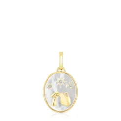Colgante Acuario con baño de oro 18 kt sobre plata, nácar y topacios Horoscope^TOUS Hot