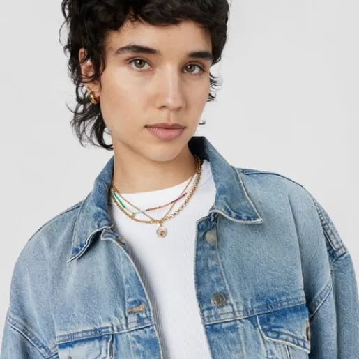 Colgante Aries con baño de oro 18 kt sobre plata, nácar y topacios Horoscope^TOUS Discount