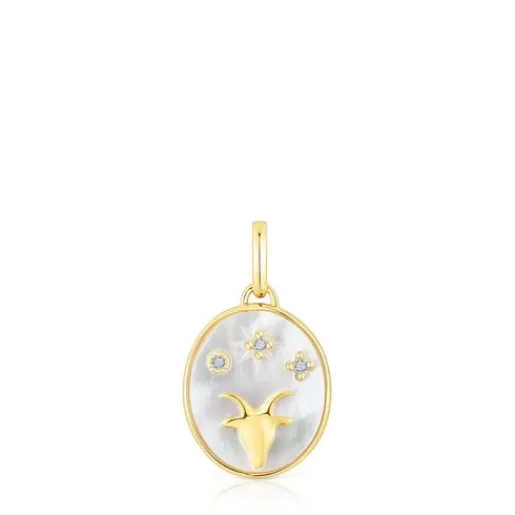 Colgante Capricornio con baño de oro 18 kt sobre plata, nácar y topacios Horoscope^TOUS Outlet