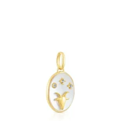 Colgante Capricornio con baño de oro 18 kt sobre plata, nácar y topacios Horoscope^TOUS Outlet