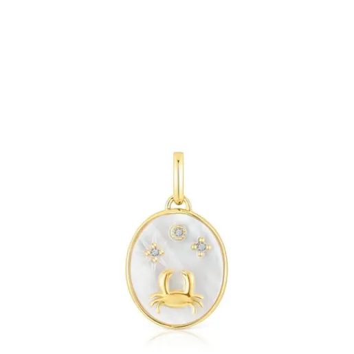 Colgante Cáncer con baño de oro 18 kt sobre plata, nácar y topacios Horoscope^TOUS Discount