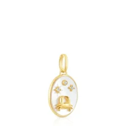 Colgante Cáncer con baño de oro 18 kt sobre plata, nácar y topacios Horoscope^TOUS Discount