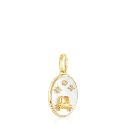 Colgante Cáncer con baño de oro 18 kt sobre plata, nácar y topacios Horoscope^TOUS Discount