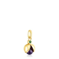 Colgante con baño de oro 18 kt sobre plata, amatista y cromodiópsido Virtual Garden^TOUS Outlet