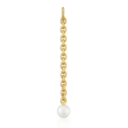 Colgante con baño de oro 18 kt sobre plata y perla cultivada Hold Oval^TOUS Hot