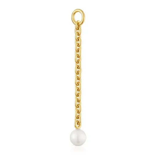Colgante con baño de oro 18 kt sobre plata y perla cultivada Hold Oval^TOUS Hot