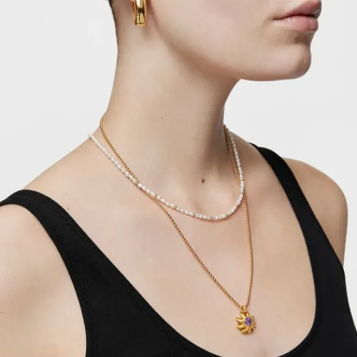 Colgante con baño de oro 18 kt sobre plata y amatista Galia^TOUS Clearance