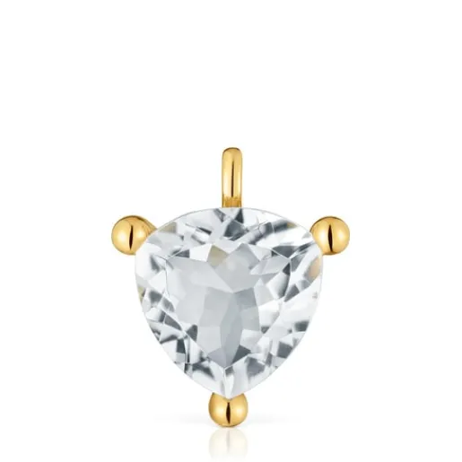 Colgante con baño de oro 18 kt sobre plata y cuarzo cristal de roca trillion Color White^TOUS Hot