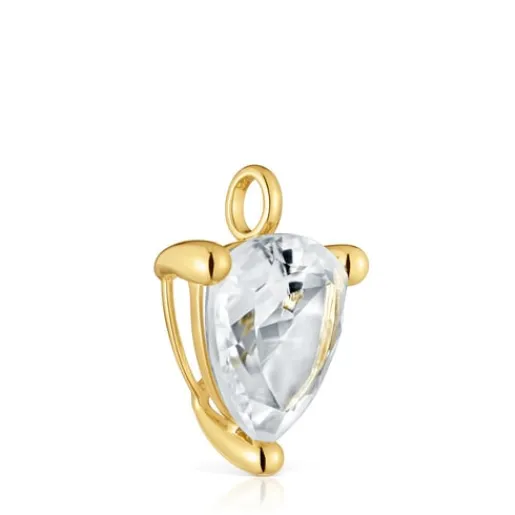Colgante con baño de oro 18 kt sobre plata y cuarzo cristal de roca trillion Color White^TOUS Hot