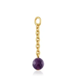 Colgante con baño de oro 18 kt sobre plata y amatista Hold Oval^TOUS Best