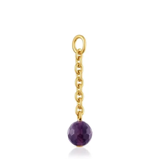 Colgante con baño de oro 18 kt sobre plata y amatista Hold Oval^TOUS Best