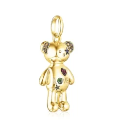 Colgante con baño de oro 18 kt sobre plata y gemas Teddy Bear Stars^TOUS Discount