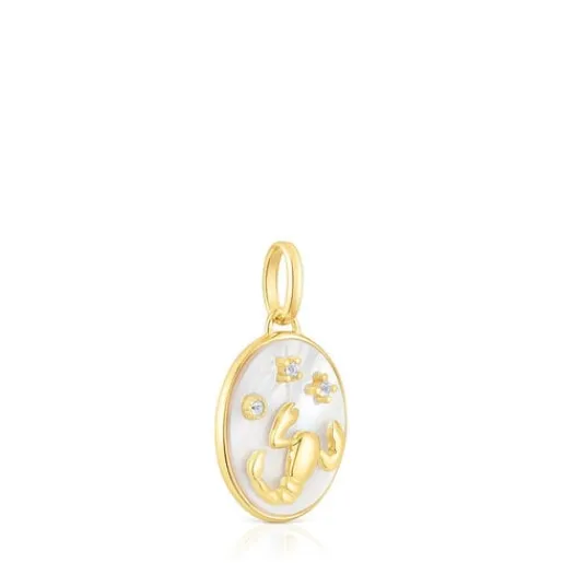 Colgante Escorpio con baño de oro 18 kt sobre plata, nácar y topacios Horoscope^TOUS Sale