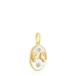 Colgante Géminis con baño de oro 18 kt sobre plata, nácar y topacios Horoscope^TOUS Sale