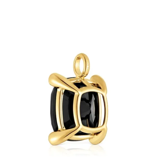 Colgante grande con baño de oro 18 kt sobre plata y ónix Color Black^TOUS Outlet
