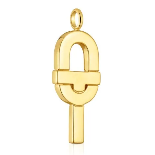 Colgante grande con baño de oro 18 kt sobre plata y esmalte fucsia MANIFESTO^TOUS New