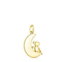 Colgante luna-oso con baño de oro 18 kt sobre plata y gemas Teddy Bear^TOUS Outlet