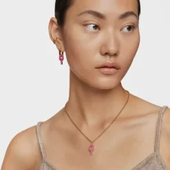 Colgante mediano con baño de oro 18 kt sobre plata y esmalte fucsia MANIFESTO^TOUS Discount