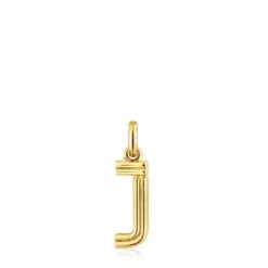 Colgante mediano letra J con baño de oro 18 kt sobre plata Alphabet^TOUS