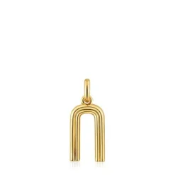 Colgante mediano letra N con baño de oro 18 kt sobre plata Alphabet^TOUS Best