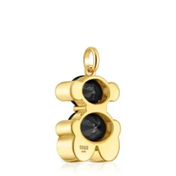 Colgante mediano motivo oso con baño de oro 18 kt sobre plata y ónix Color Bear^TOUS Online