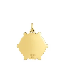 Colgante mediano oso con baño de oro 18 kt sobre plata y gemas Sugar Party^TOUS Best