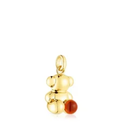 Colgante oso con baño de oro 18 kt sobre plata y cornalina Bold Bear^TOUS Hot