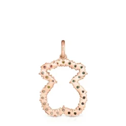 Colgante oso con baño de oro rosa 18 kt sobre plata y gemas Straight^TOUS Clearance