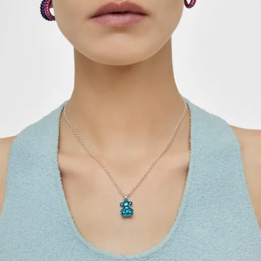 Colgante oso de acero en color azul Bold Bear^TOUS Best