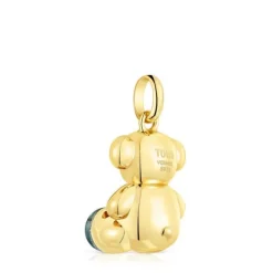 Colgante oso grande con baño de oro 18 kt sobre plata y labradorita Bold Bear^TOUS New