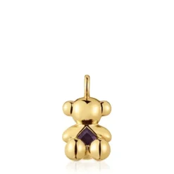 Colgante oso mediano con baño de oro 18 kt sobre plata y amatista Bold Bear^TOUS Best