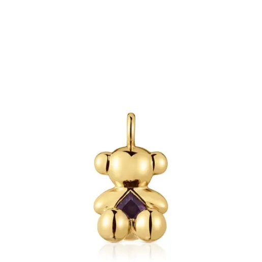 Colgante oso mediano con baño de oro 18 kt sobre plata y amatista Bold Bear^TOUS Best