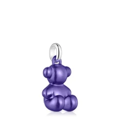 Colgante oso mediano de acero en color lila oscuro Bold Bear^TOUS Outlet