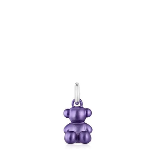 Colgante oso pequeño de acero en color lila oscuro Bold Bear^TOUS Online