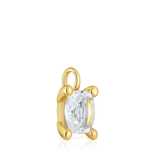 Colgante pequeño con baño de oro 18 kt sobre plata y cuarzo cristal de roca Color White^TOUS Clearance