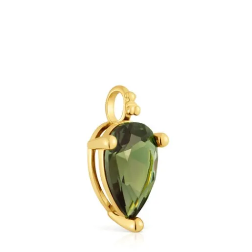 Colgante pequeño con baño de oro 18 kt sobre plata y espinela verde creada en laboratorio Color LGG^TOUS