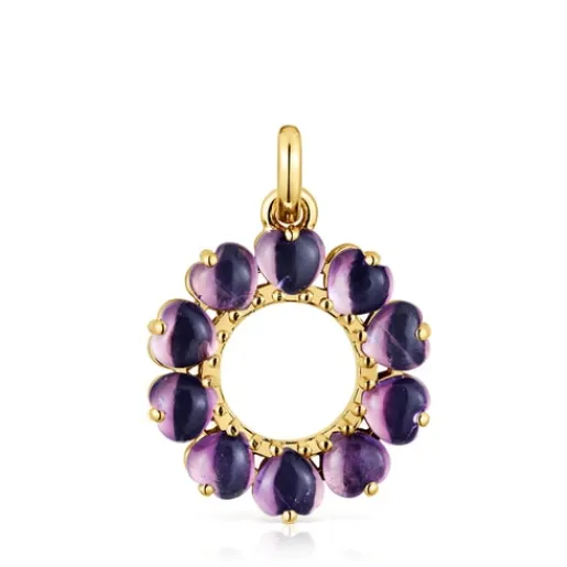 Colgante pequeño con baño de oro 18 kt sobre plata y amatista Sugar Party^TOUS Outlet