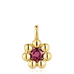 Colgante pequeño flor con baño de oro 18 kt sobre plata y rodolita Sugar Party^TOUS Best