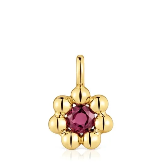 Colgante pequeño flor con baño de oro 18 kt sobre plata y rodolita Sugar Party^TOUS Best