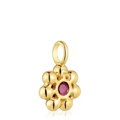 Colgante pequeño flor con baño de oro 18 kt sobre plata y rodolita Sugar Party^TOUS Best