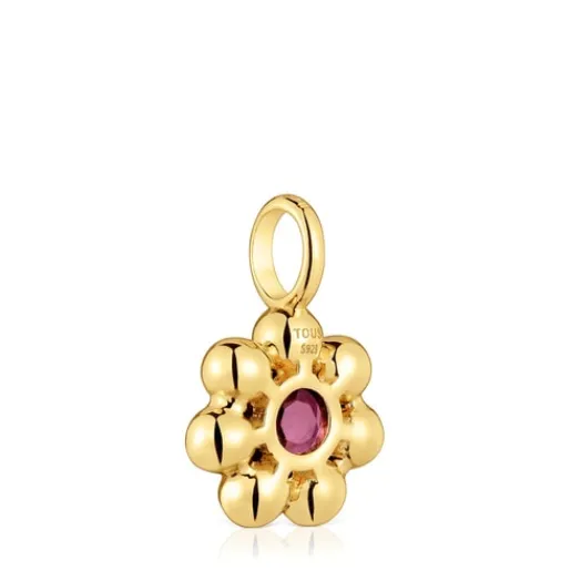 Colgante pequeño flor con baño de oro 18 kt sobre plata y rodolita Sugar Party^TOUS Best