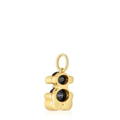 Colgante pequeño motivo oso con baño de oro 18 kt sobre plata y ónix Color Bear^TOUS Discount