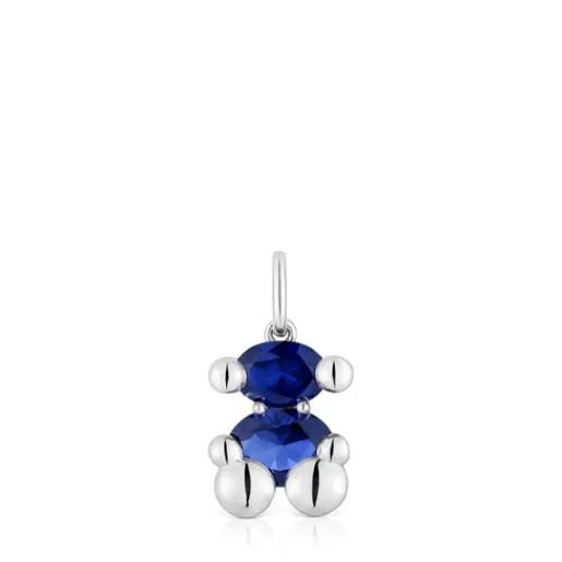 Colgante pequeño motivo oso de y zafiro azul creado en laboratorio Color Bear LGG^TOUS Discount