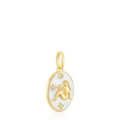 Colgante Virgo con baño de oro 18 kt sobre plata, nácar y topacios Horoscope^TOUS Hot