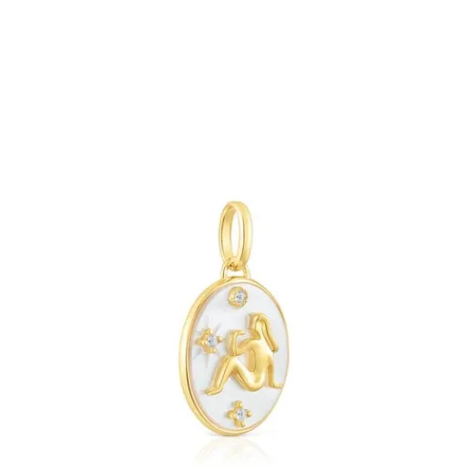 Colgante Virgo con baño de oro 18 kt sobre plata, nácar y topacios Horoscope^TOUS Hot