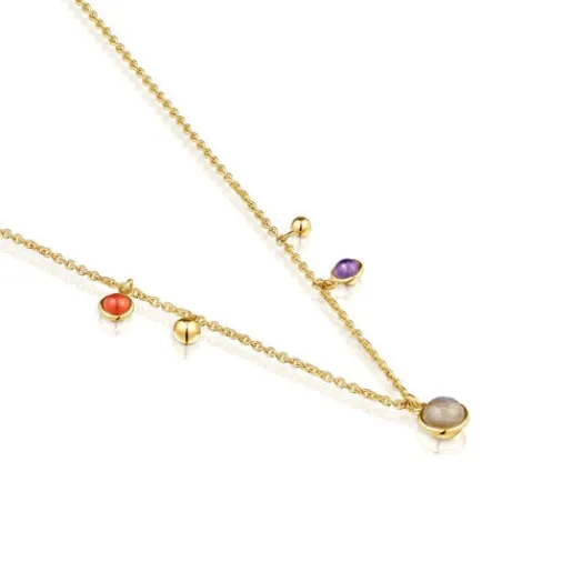 Collar con baño de oro 18 kt sobre plata, motivos y gemas Plump^TOUS Outlet