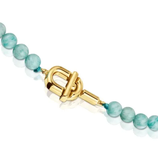Collar con baño de oro 18 kt sobre plata y amazonitas MANIFESTO^TOUS New
