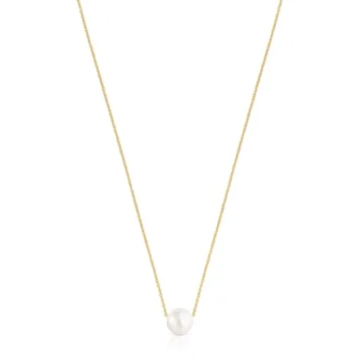 Collar con baño de oro 18 kt sobre plata y perla Gloss^TOUS