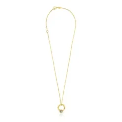 Collar con baño de oro 18 kt sobre plata, motivo aro y labradorita Plump^TOUS